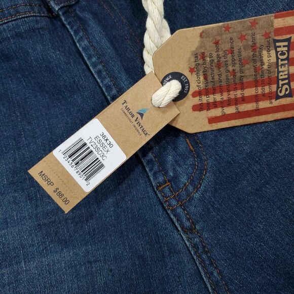 Tailor Vintage Canaan Slim Fit Stretch Jeans Men's Size 38 x 30 Dark Wash Blue - Picture 4 of 9